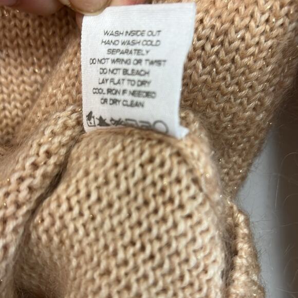INTERMIX Wool & Mohair Pullover Turtleneck | Peach w/ Sparkly Thread Size Small - Picture 9 of 11